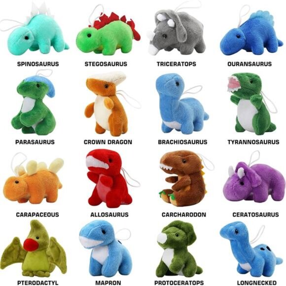 16 Pack Plush Dinosaurs Bulk, Mini Dinosaur Figures Assortment Keychain Toy - Picture 5 of 8
